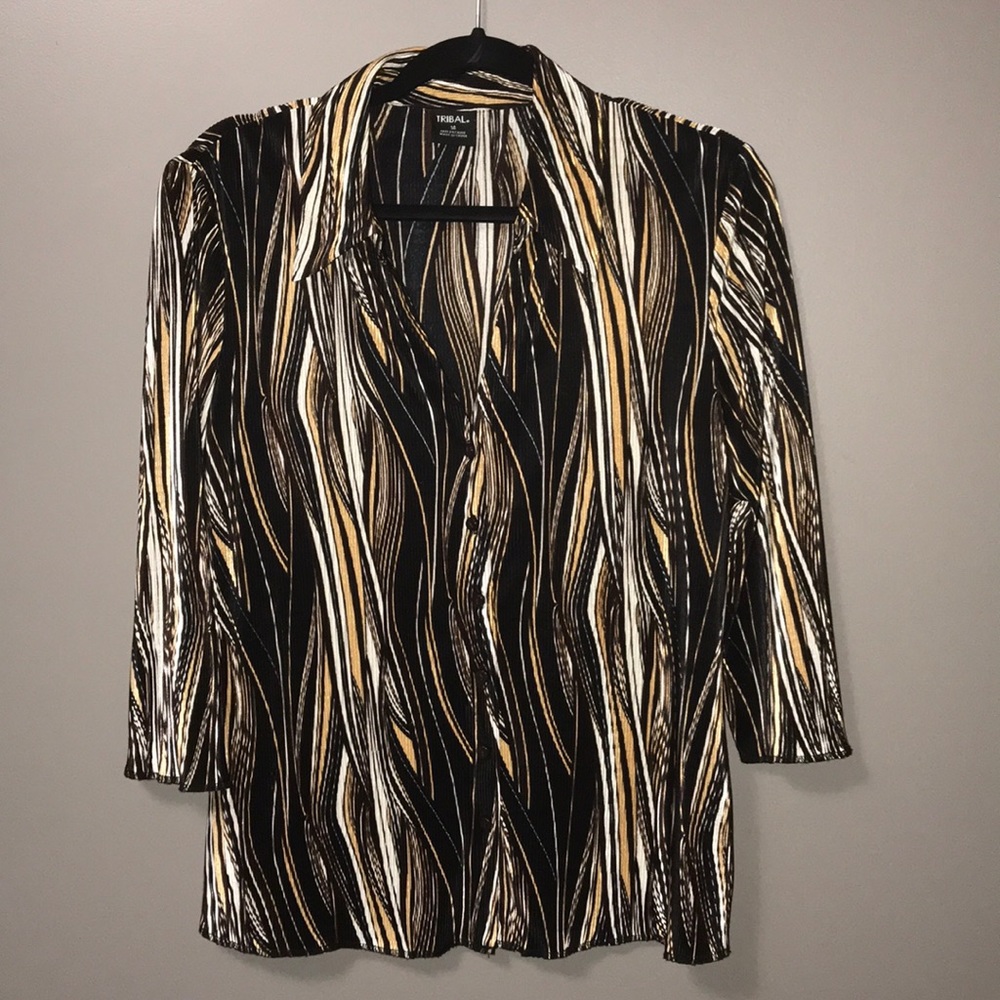 Tribal Gorgeous Exotic Button Down Blouse Size 14